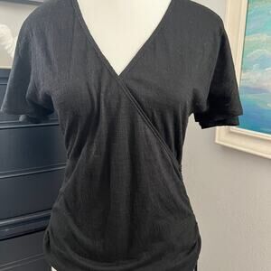 Max Studio Women's Side Cinched Surplice Neck Top